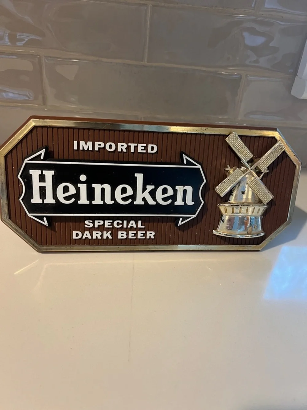 Heineken Special Dark Beer Bar Sign - Brown & Gold Vintage 70's